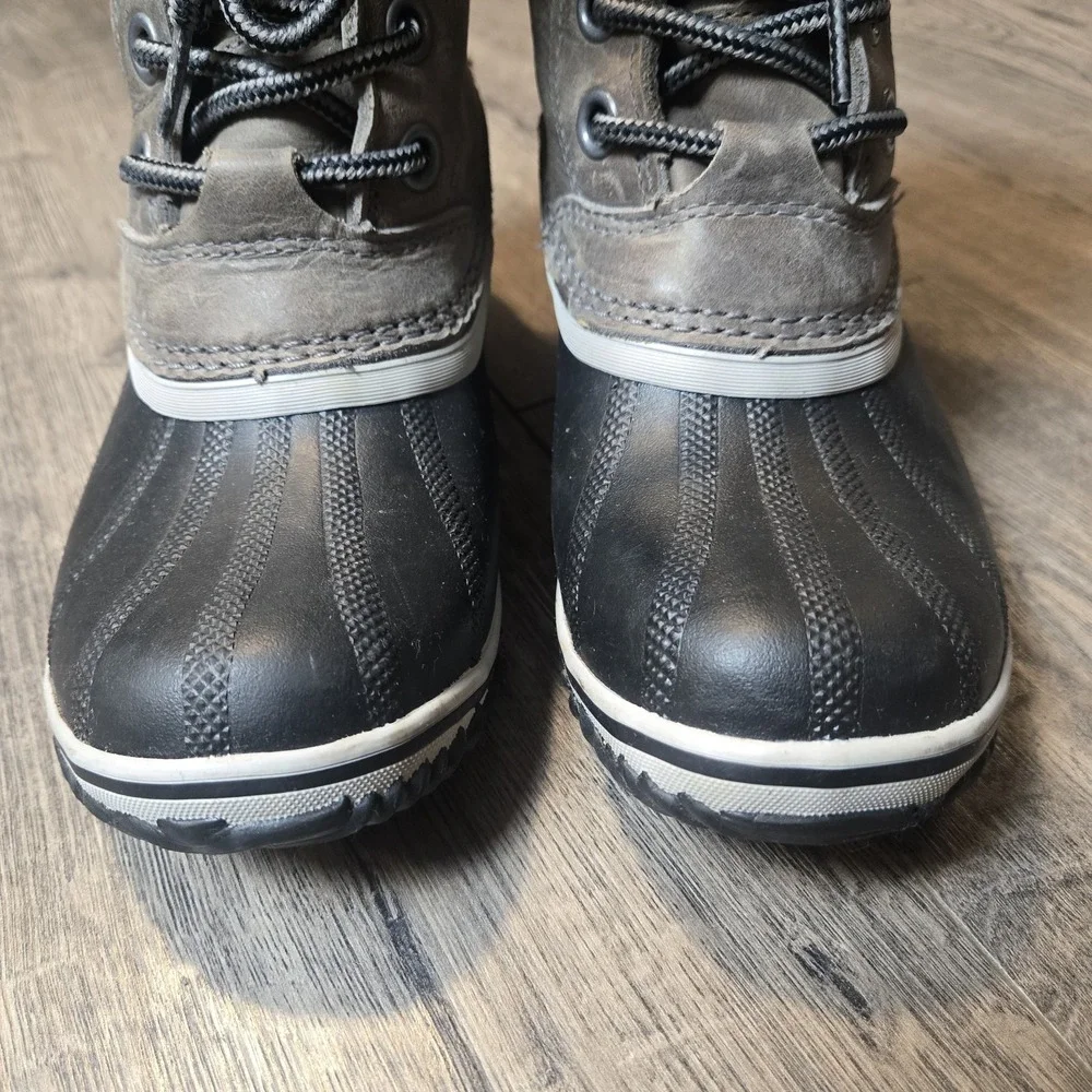 Sorel Slimpack II Boots Women 6 Gray Black Nubuck Fleece Lined Waterproof Duck